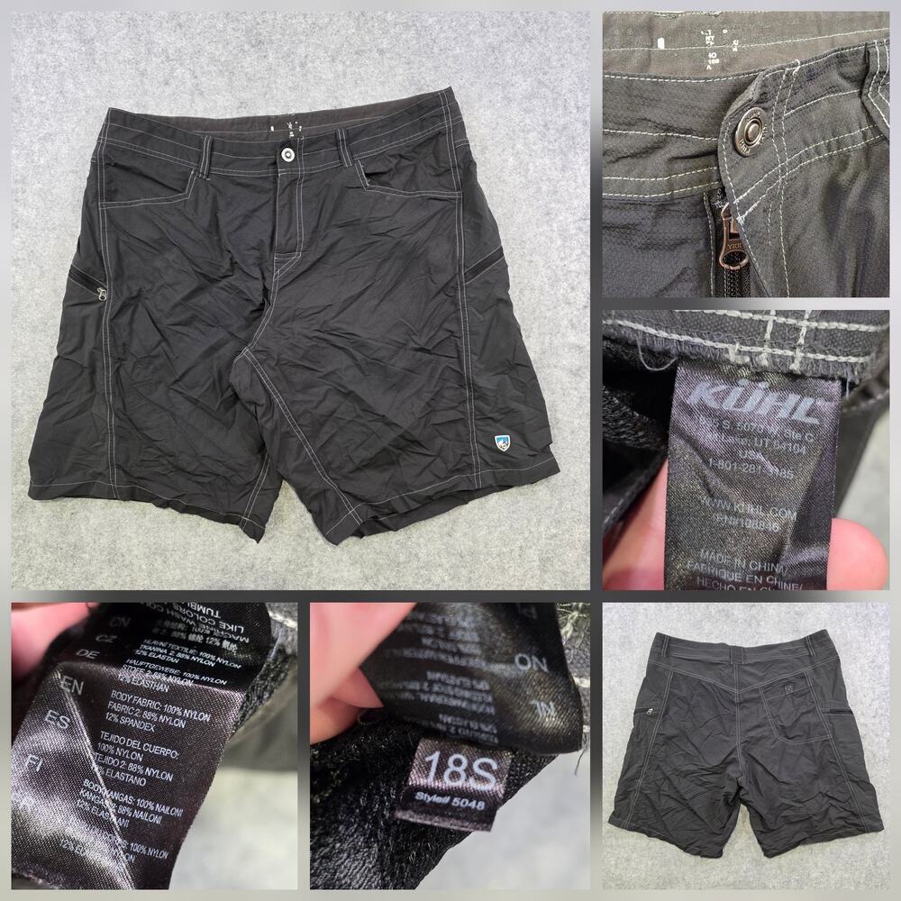 Kuhl Utility Mutiny‎ River Shorts Mens 38 Black Nylon Stretch Hiking Zip Pockets